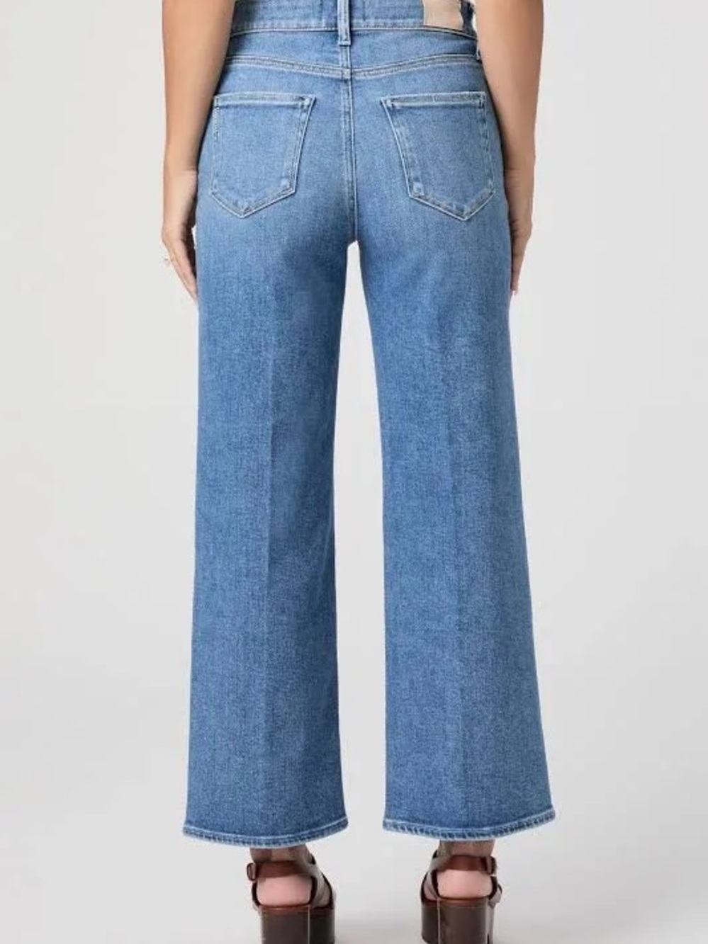 Paige Anessa Wide Leg Jeans Women 31 Blue NEW High Waist Ankle Vino Vibes NWT - Picture 2 of 13